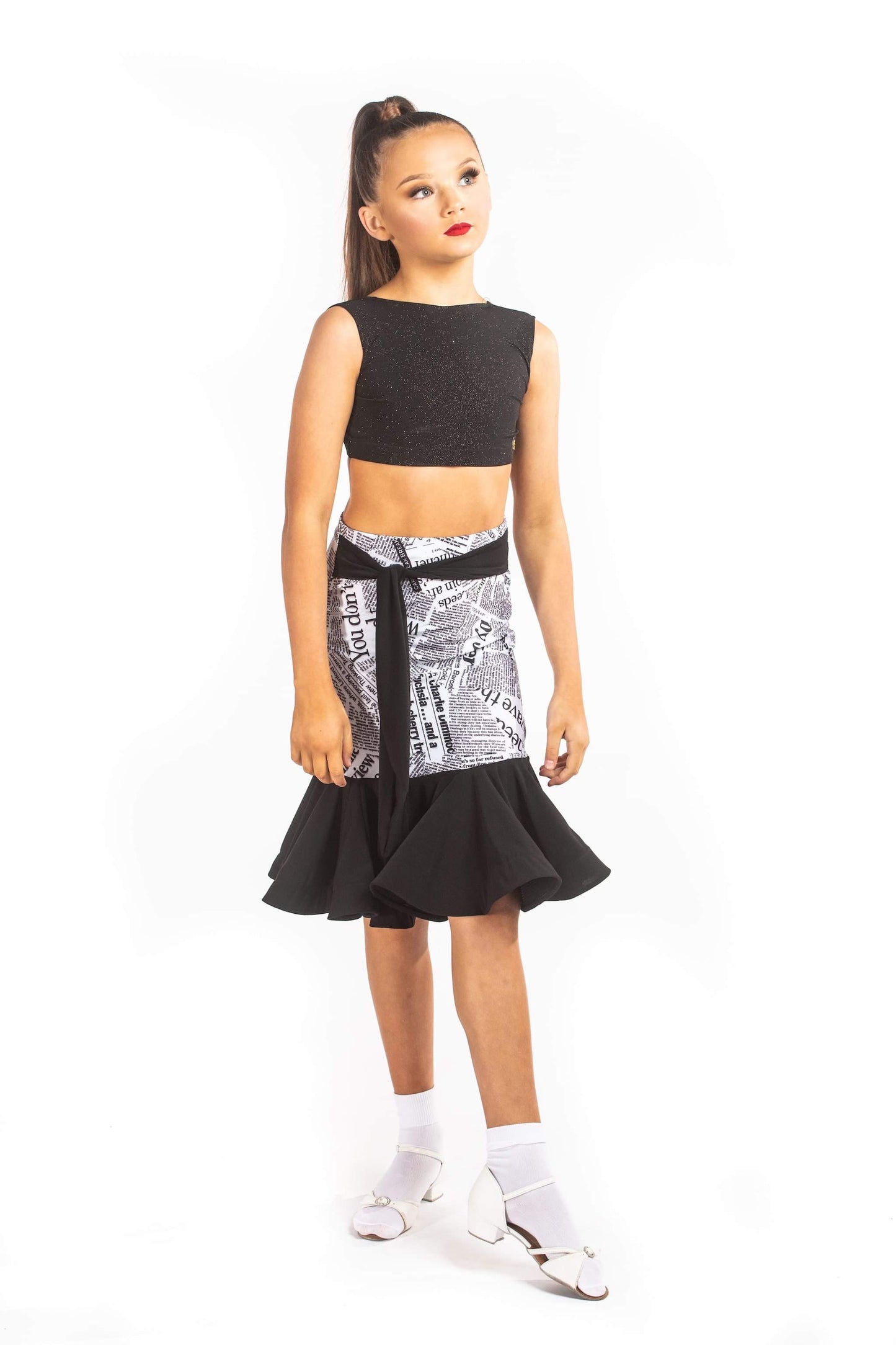 NewsPrinted Drop Waisted Skirt with integrated belt