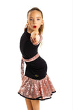 Black Drop Waisted Skirt With Pink Sequin Frill