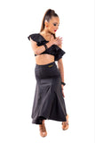Leatherette Ballroom Skirt with Integrated Belt