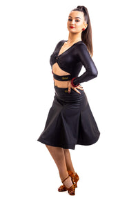 Leatherette Panelled Latin Skirt