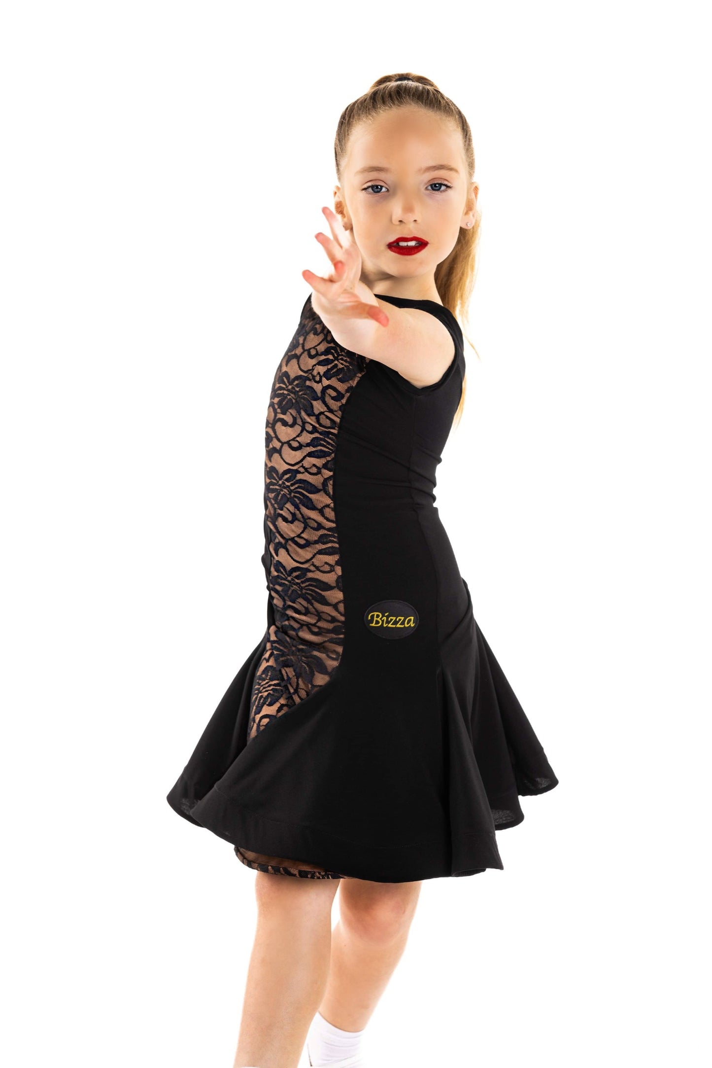 Tan&Black Lace Panelled Dress